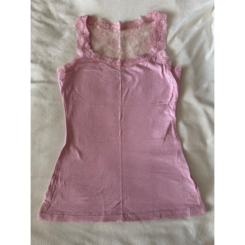Y2K vintage 90s Maurices Pink Lace Trim Tank Top Women's Size Small layering pc